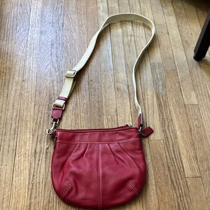 Coach Cherry Red Crossbody Bag with Cream Strap